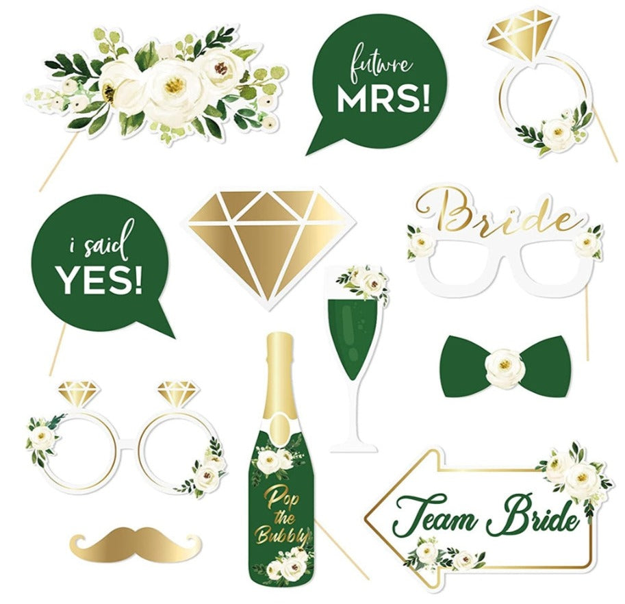 Premium Green Bride To Be Photo Props