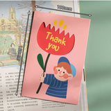 Boy Girl Thank You Flower Design Greeting Gift Card