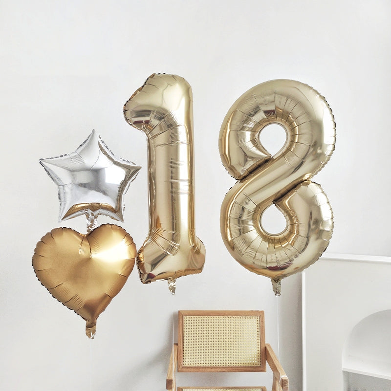 40 inch white gold number balloon for birthday party decoration