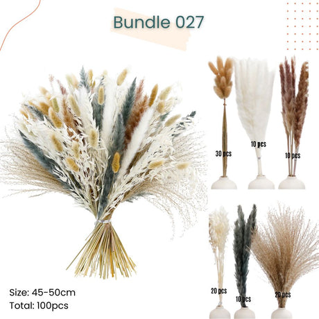 Mini Dried Pampas Bunny Tails Palm Leaf Flower Reed Bouquet