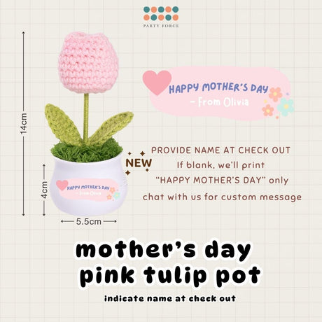 Crochet Sunflower Pot Tulip Pot Mother's Day Teachers Day Card Ribbon PVC Gift Bag