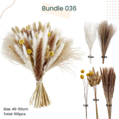 Mini Dried Pampas Bunny Tails Palm Leaf Flower Reed Bouquet