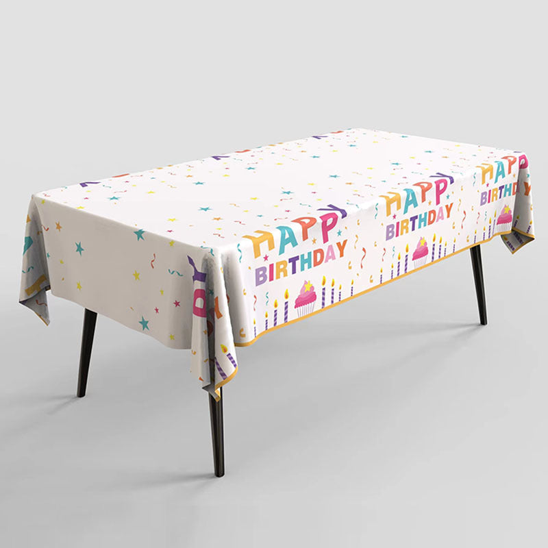 Happy Birthday Fun Pink Disposable Waterproof Table Cloth