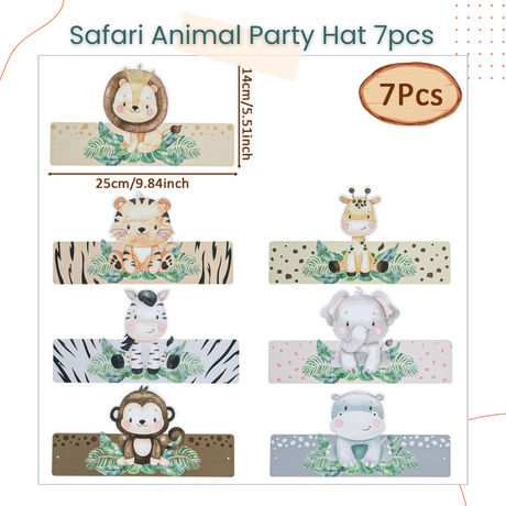 Safari Animal Theme Party Hat 7pcs Set for Birthday Party