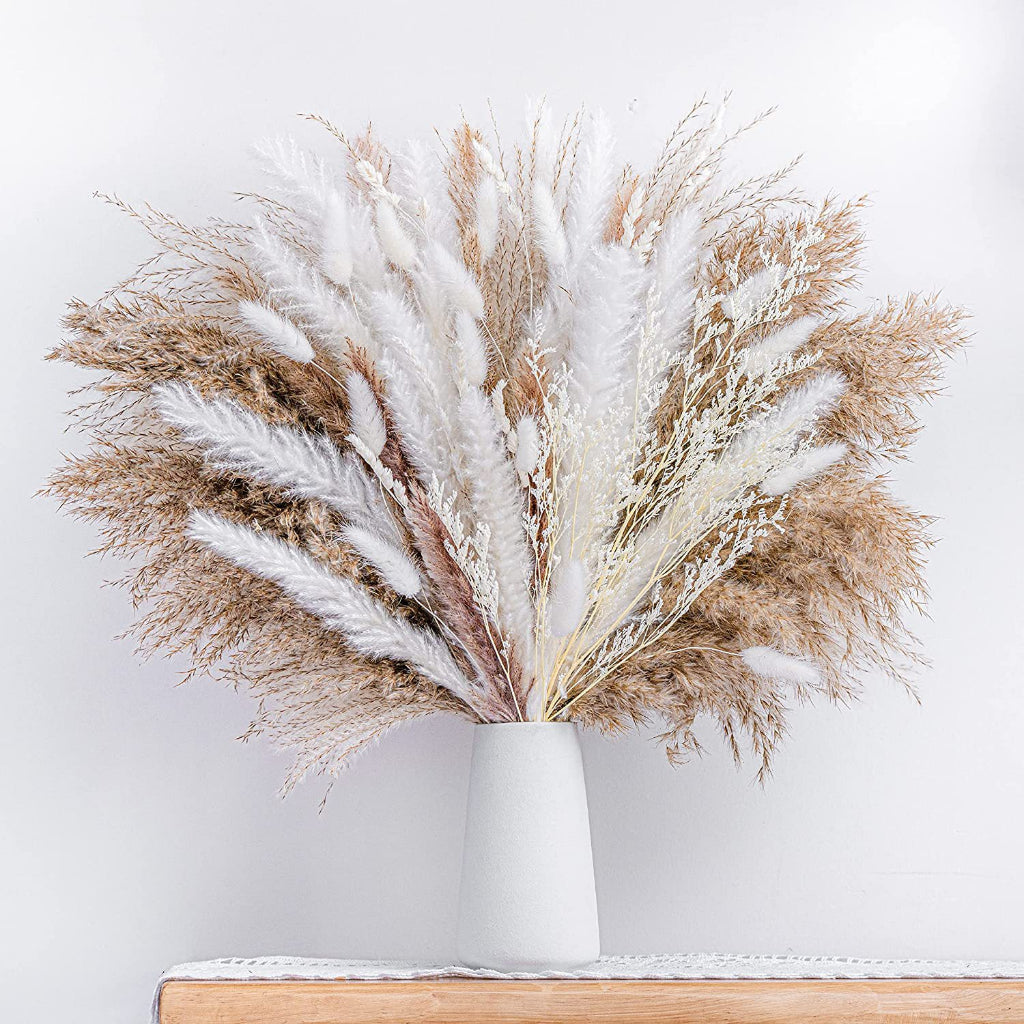 Mini Dried Pampas Bunny Tails Palm Leaf Flower Reed Bouquet