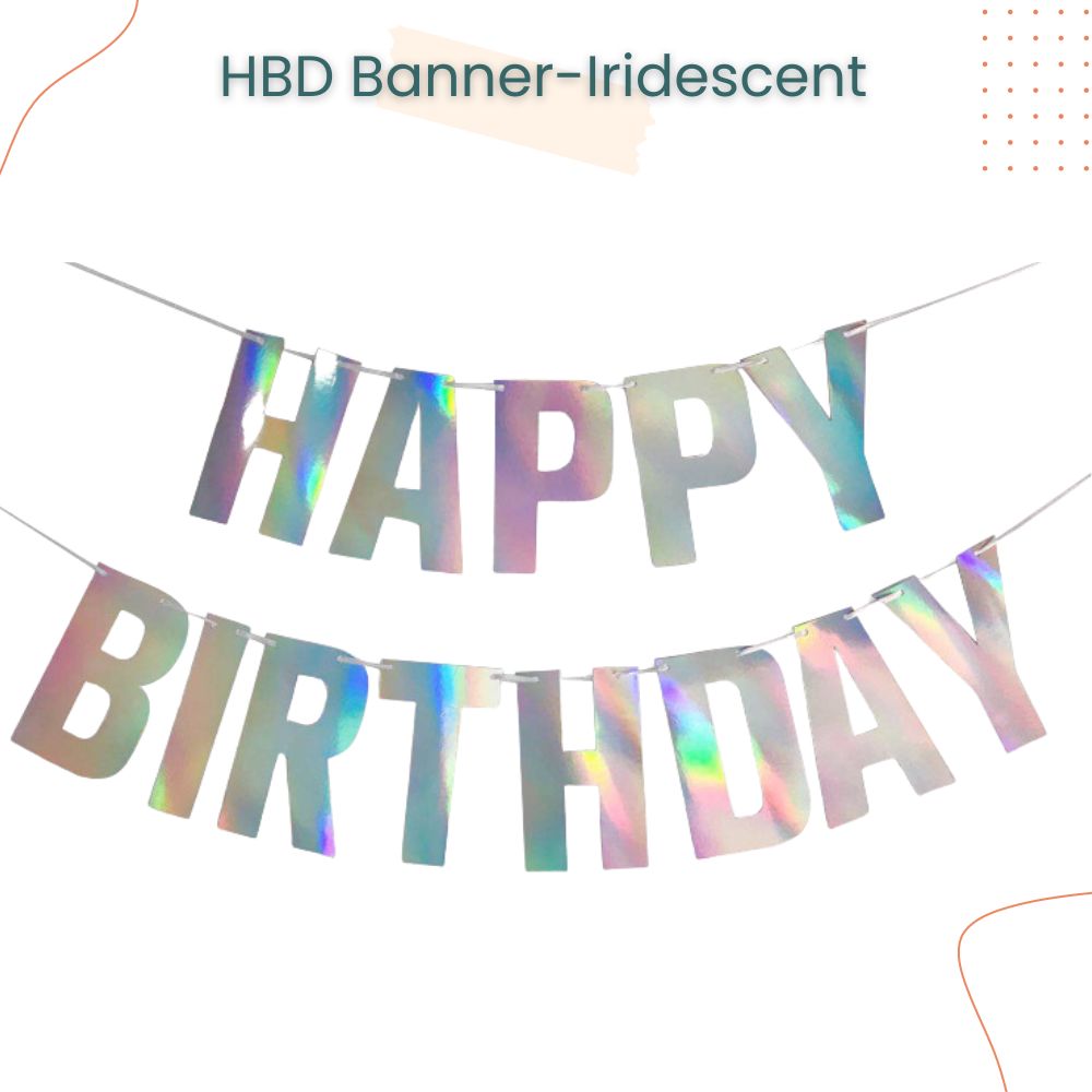 Glossy Iridescent Happy Birthday Banner