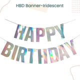 Glossy Iridescent Happy Birthday Banner