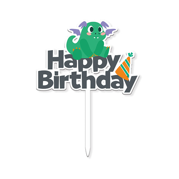 Dino Birthday Cake Cupcake Topper