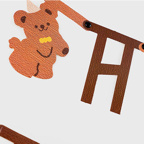 Happy Birthday Clip Banner - Brown Bear