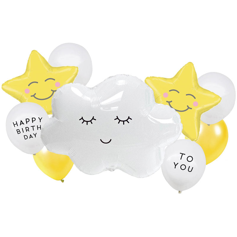Cloud Smiley Foil Balloon Bouquet Set