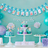 Mermaid 1st Birthday 12 Months Baby Photo Banner