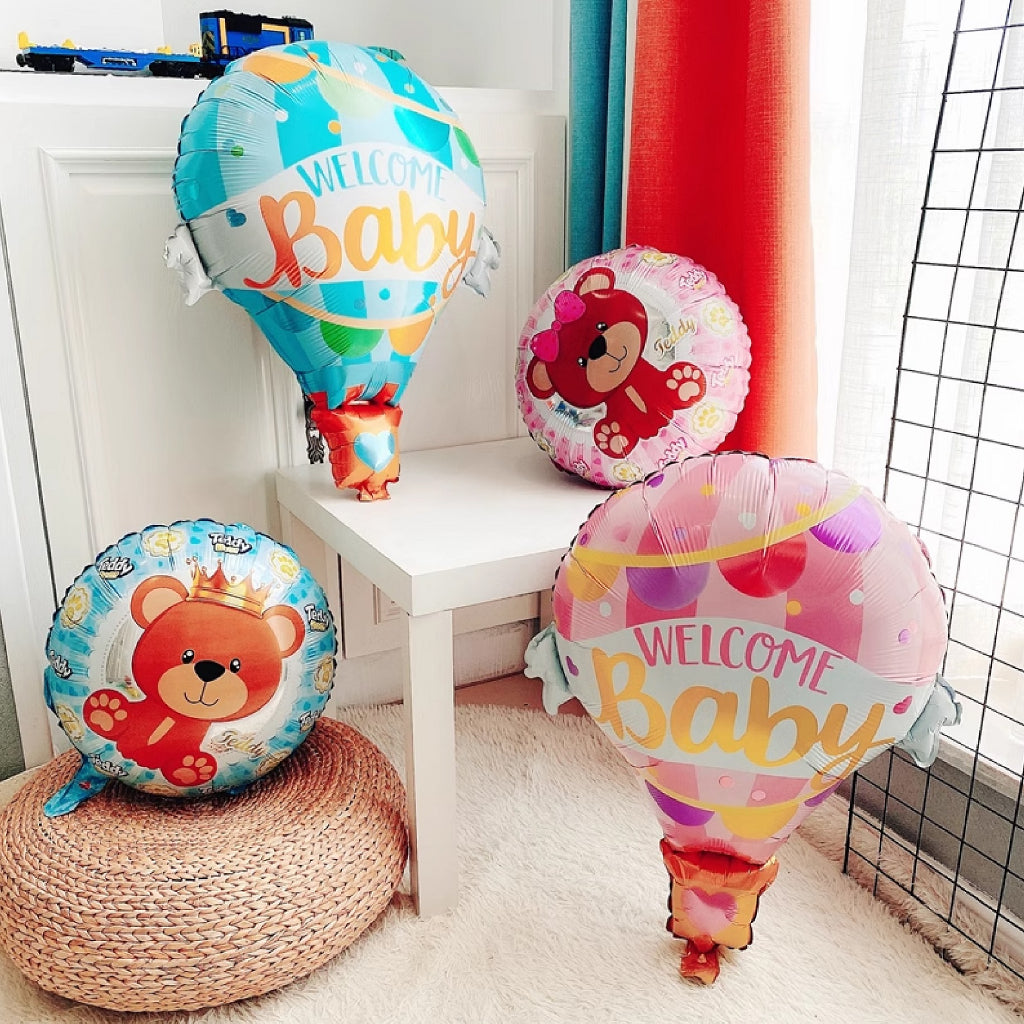 Welcome Hot Air Balloon Foil Balloon - Blue