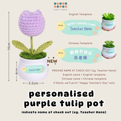 [SG Instock] Teacher's Day Gift Crochet Sunflower White Pot Teachers Day Card Ribbon PVC Bag