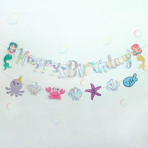 Mermaid Happy Birthday Garland Banner