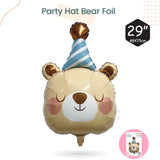 Cute Party Hat Safari Animal Foil Balloon