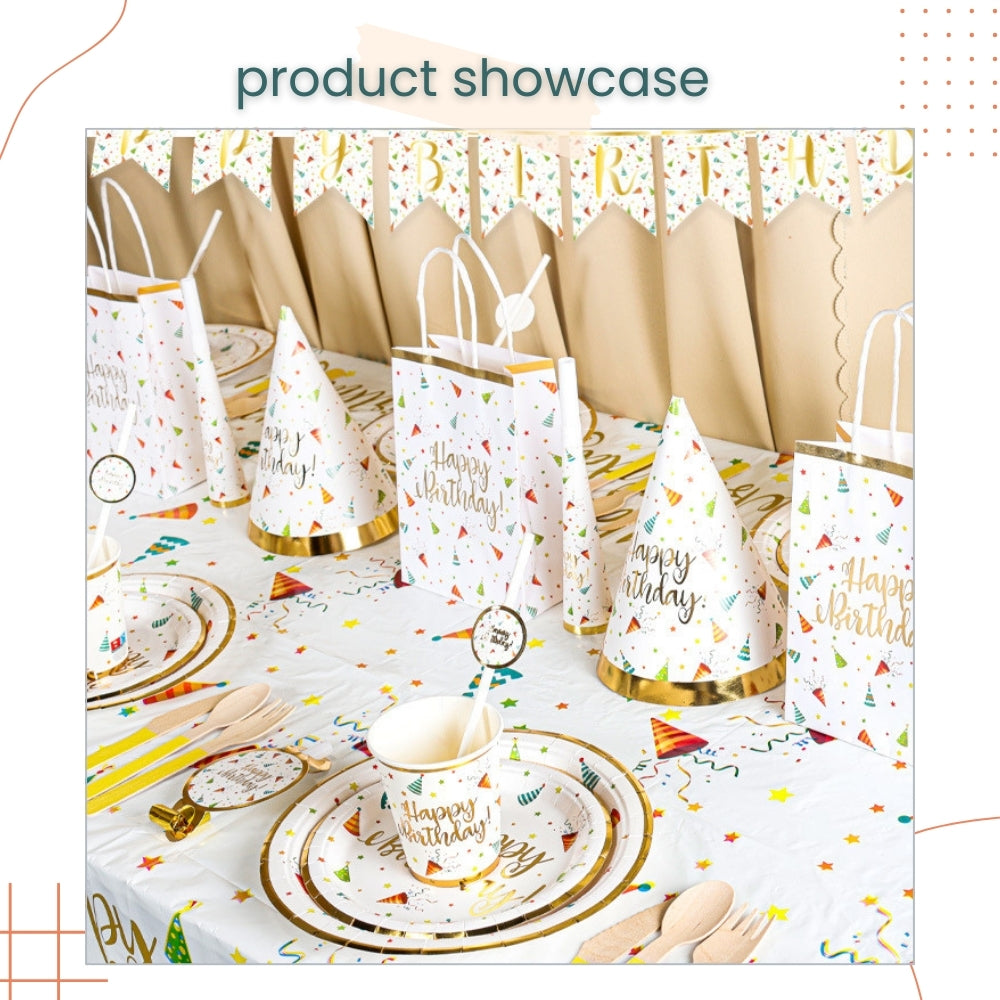 Colorful Happy Birthday Rainbow Party Hat Disposable Tableware
