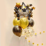 Congrats Multi Black Gold Star Graduation Foil Balloon