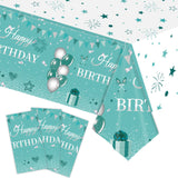 Happy Birthday Disposable Table Cloth - Blue Green
