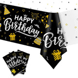 Happy Birthday Disposable Table Cloth - Black