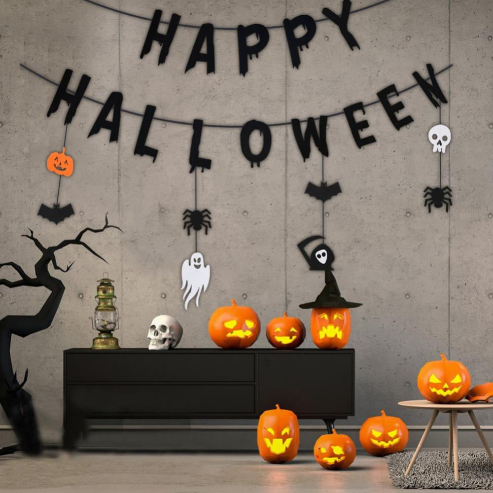 Halloween Party Ghost Spider Web Banner