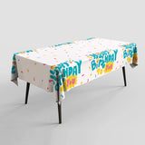 Happy Birthday Pastel Blue Disposable Waterproof Table Cloth