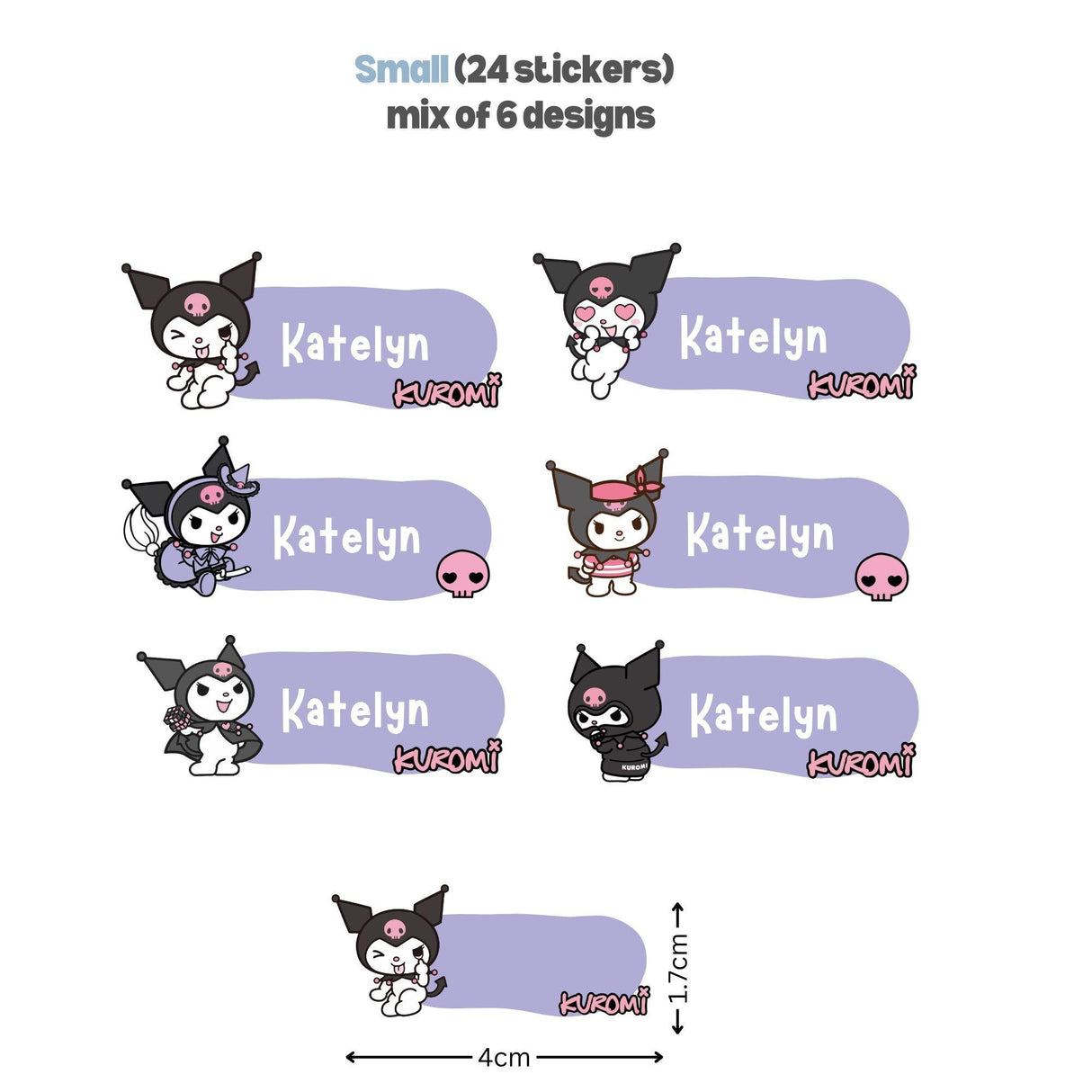 Kuromi Personalized Name Sticker Set