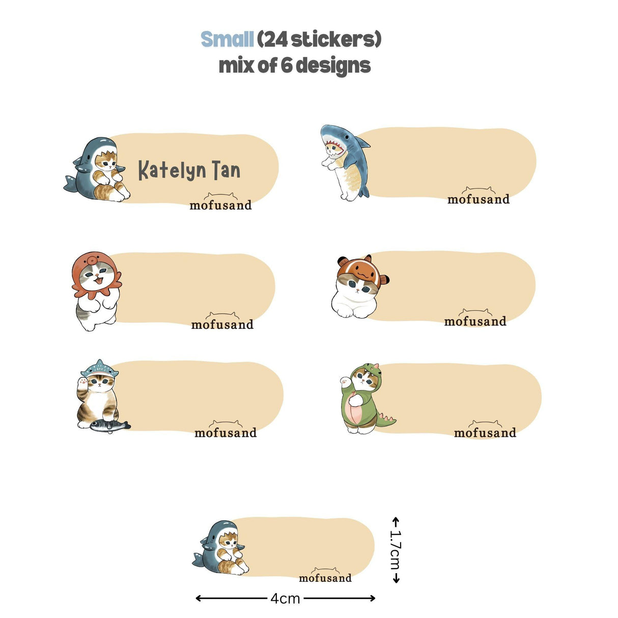 Mofusand Personalized Name Sticker Set