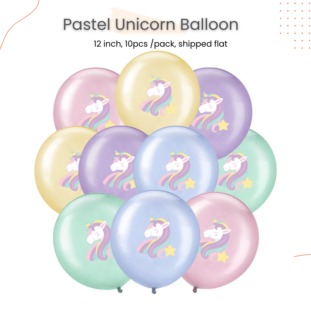 Pastel Unicorn Balloon 10pcs