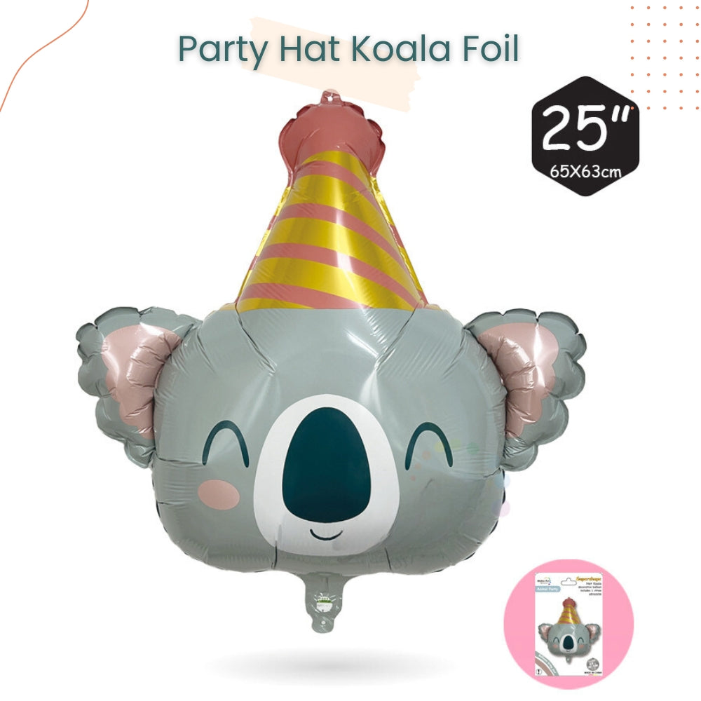 Cute Party Hat Safari Animal Foil Balloon