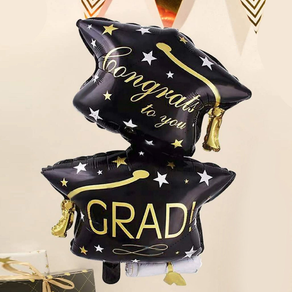 Congrats Grad Star Graduation Foil Balloon - Black – Party Force