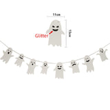 Halloween Spooky White Ghost with Glitter Banner