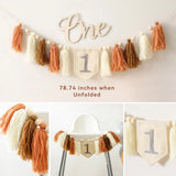 6pcs Unisex 1st Birthday Banner Brown Set