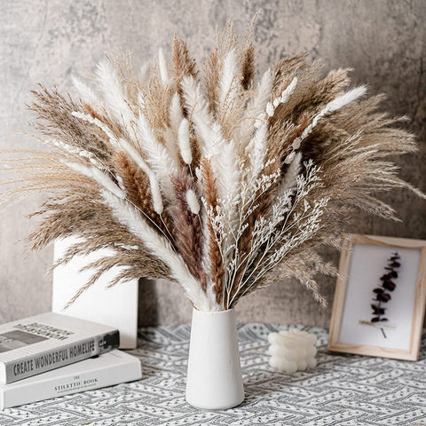 Mini Dried Pampas Bunny Tails Palm Leaf Flower Reed Bouquet