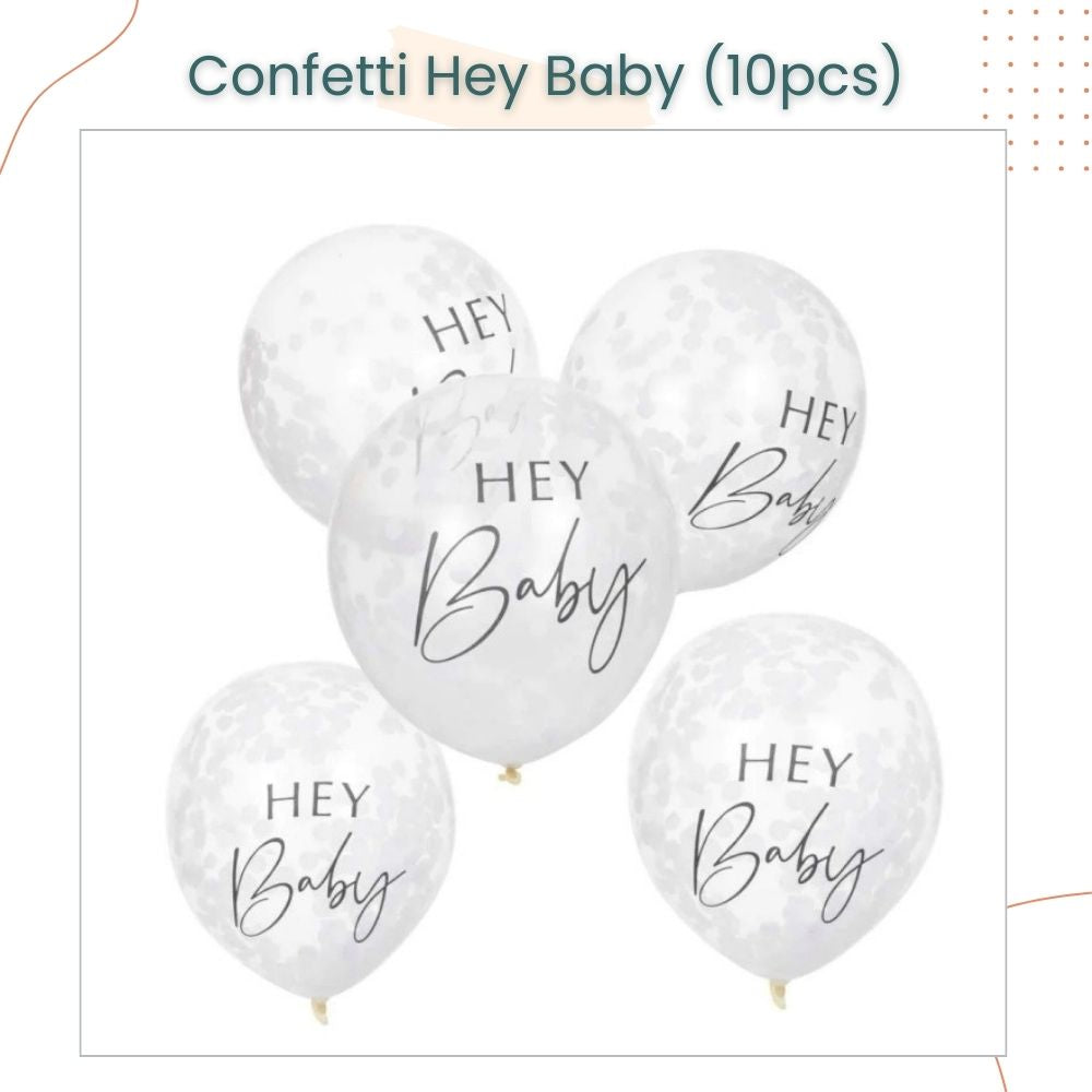 12inch Printed Blush Hello Baby Confetti Hey Baby Latex Balloon 10pcs Set