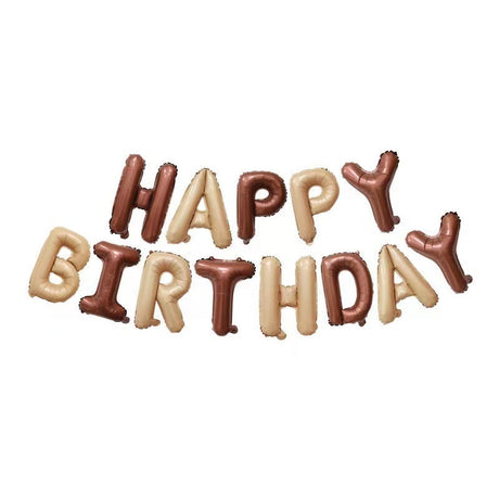 16 inch Happy Birthday Foil Balloon - Caramel+Coffee
