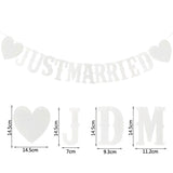 Just Married White Hollow Wedding Banner