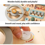 Wooden Montessori Steering Wheel Busy Board for Toddlers, Dashboard Board Preschool Learning Activities