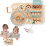 Wooden Montessori Steering Wheel Busy Board for Toddlers, Dashboard Board Preschool Learning Activities