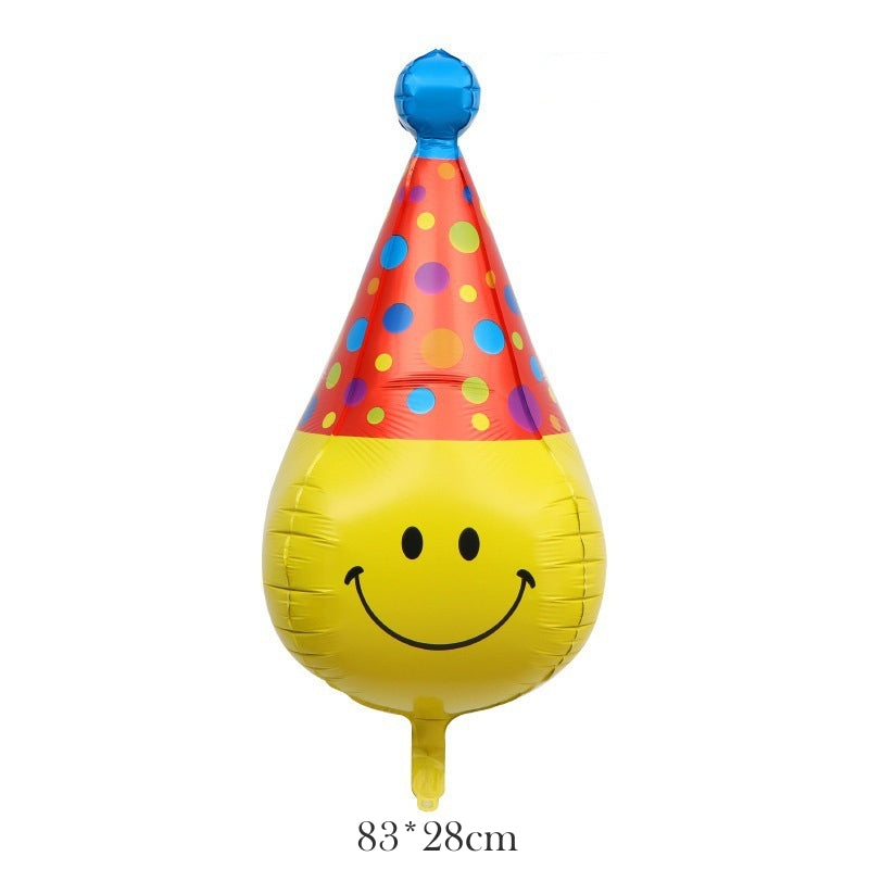 4D Smiley Party Hat Foil Balloon