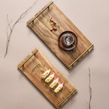 Wooden Serving Tray with Metal Handles (2 size options)