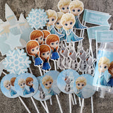 Frozen Snowflake Castle Birthday Cake Cupcake Toppers