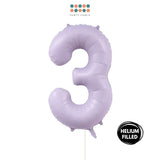 Helium Inflated -  40 inch Pastel Purple Number