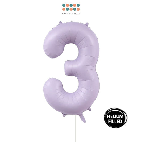 Helium Inflated -  40 inch Pastel Purple Number