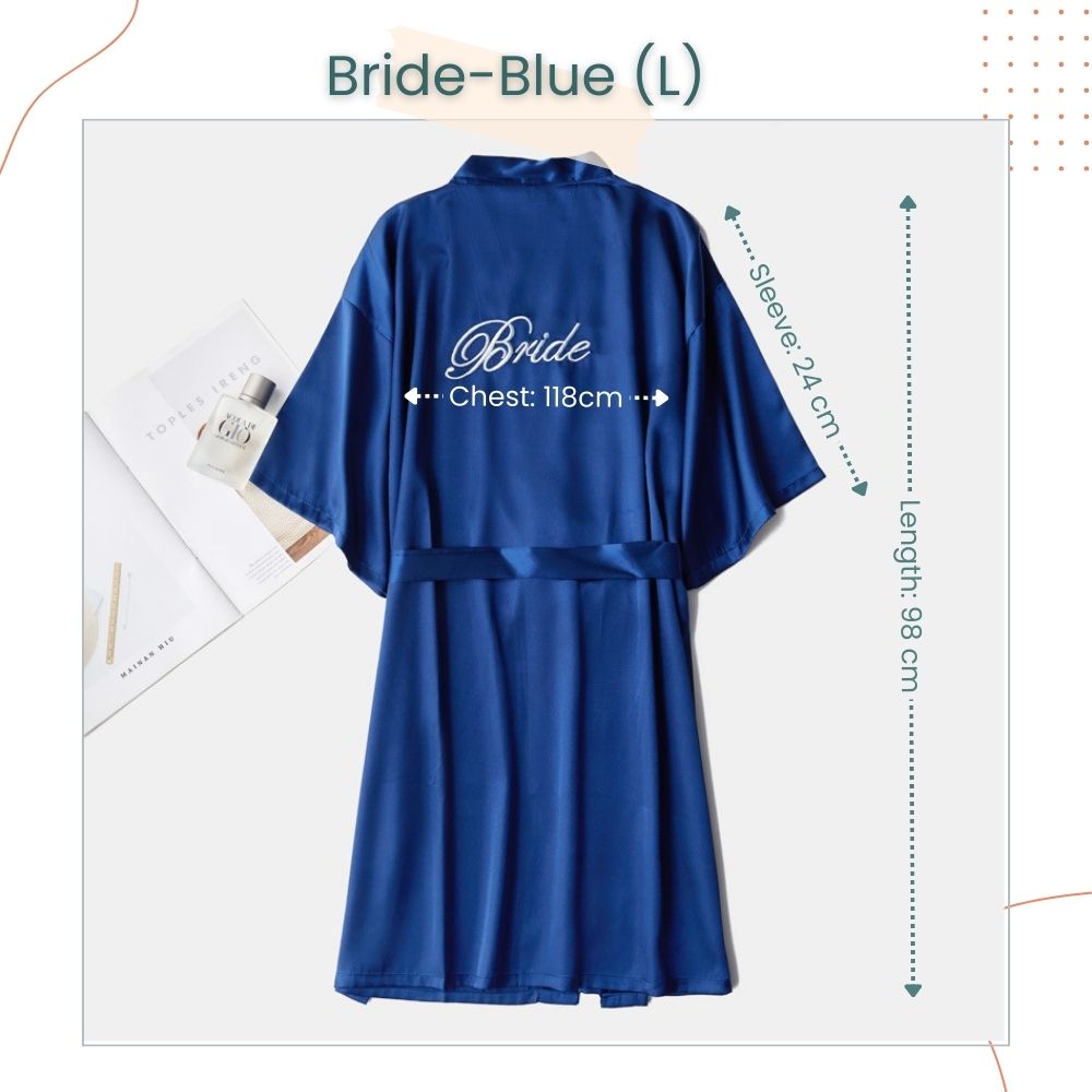 Bride To Be Bridesmaid Satin Robe - Blue – Party Force