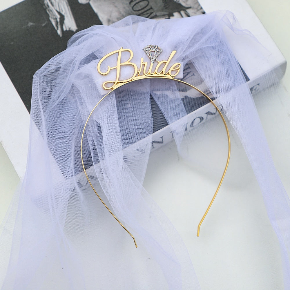 Veil with Diamond Tiara Bride To Be - Gold