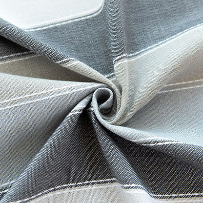 Modern Tassel Table Cloth - White Striped Grey