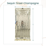 Sequin Tinsel Curtain Backdrop Square - Champagne