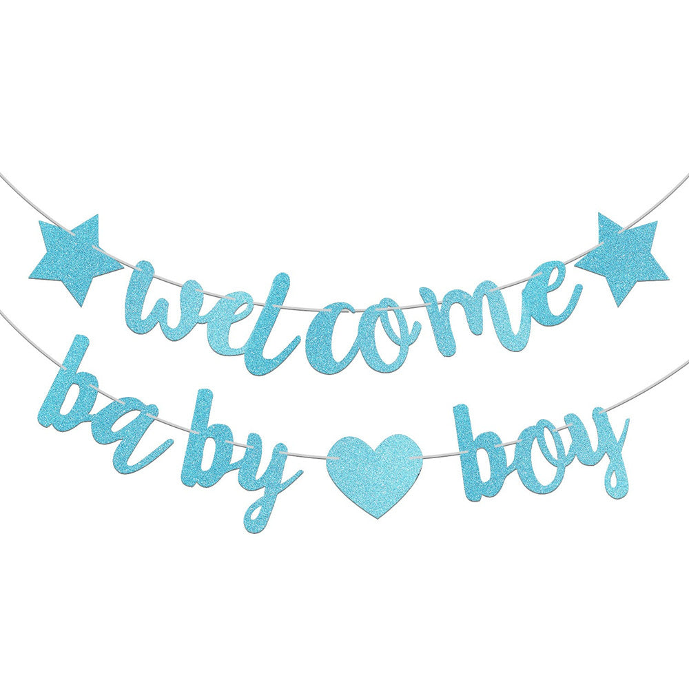Welcome Baby Boy Banner - Blue