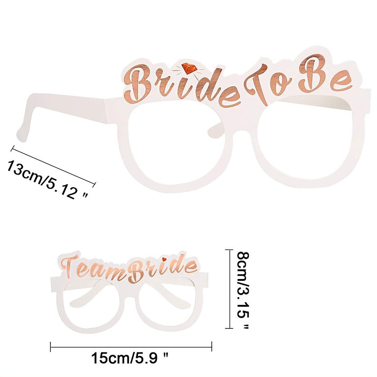 Bride To Be Paper Glasses - Full Rose Gold Set