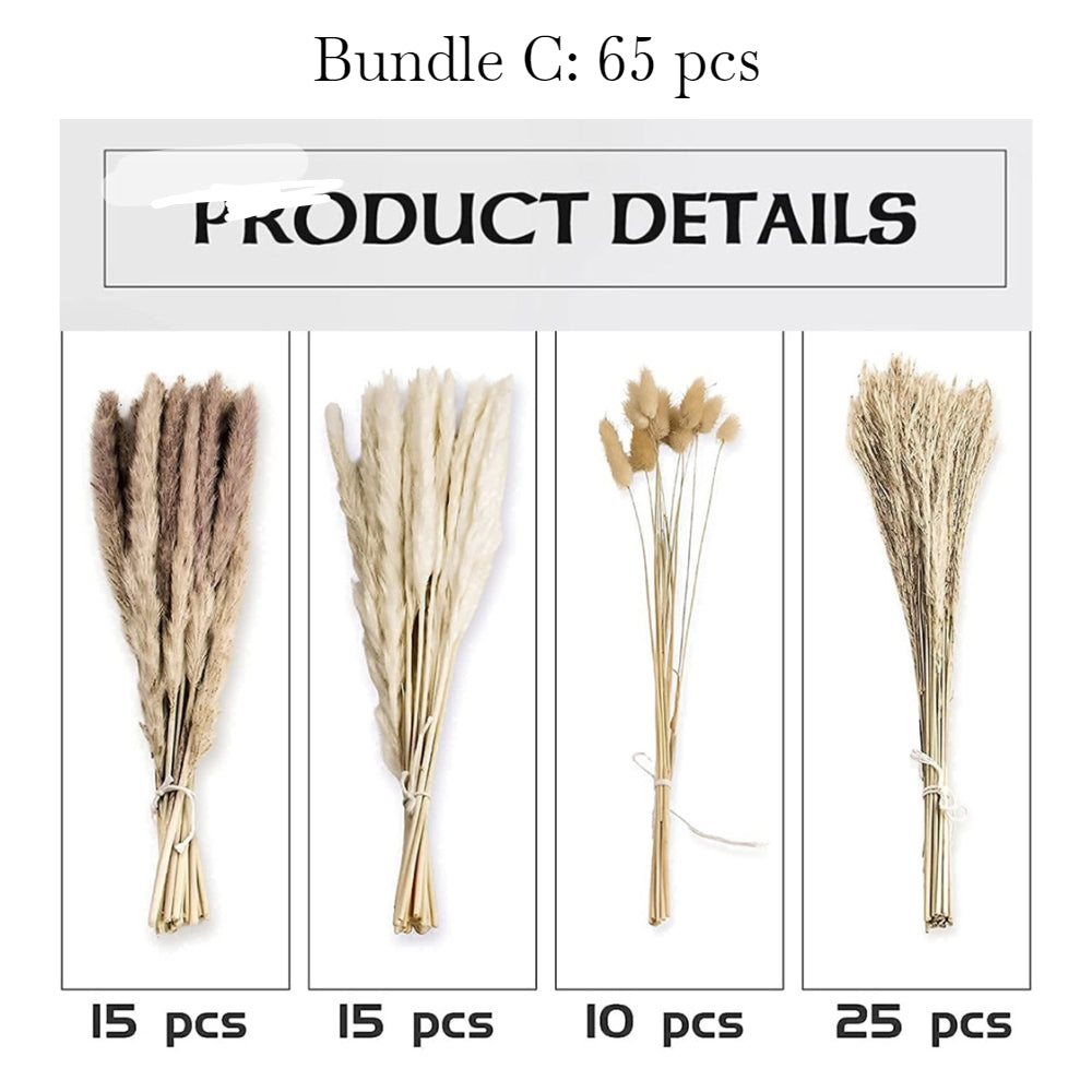 Mini Dried Pampas Bunny Tails Palm Leaf Flower Reed Bouquet